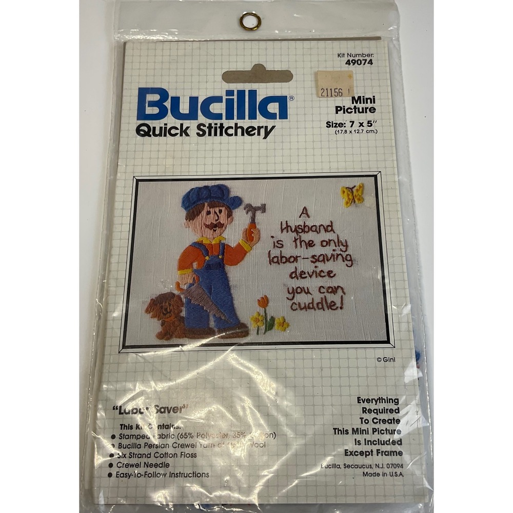 Vintage Bucilla Quick Stitchery Mini Picture Crewel Kit Labor Saver 49074 7x5